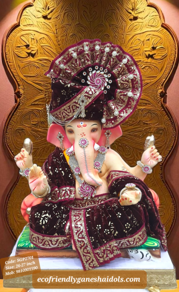 fully decorated eco-friendly ganesha shadu mitti idols in delhi / ncr Ganpati bappa murti
