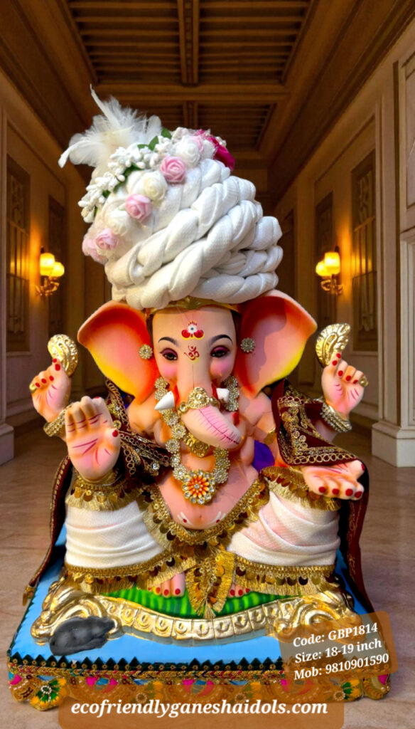 fully decorated eco-friendly ganesha shadu mitti idols in delhi / ncr Ganpati bappa murti