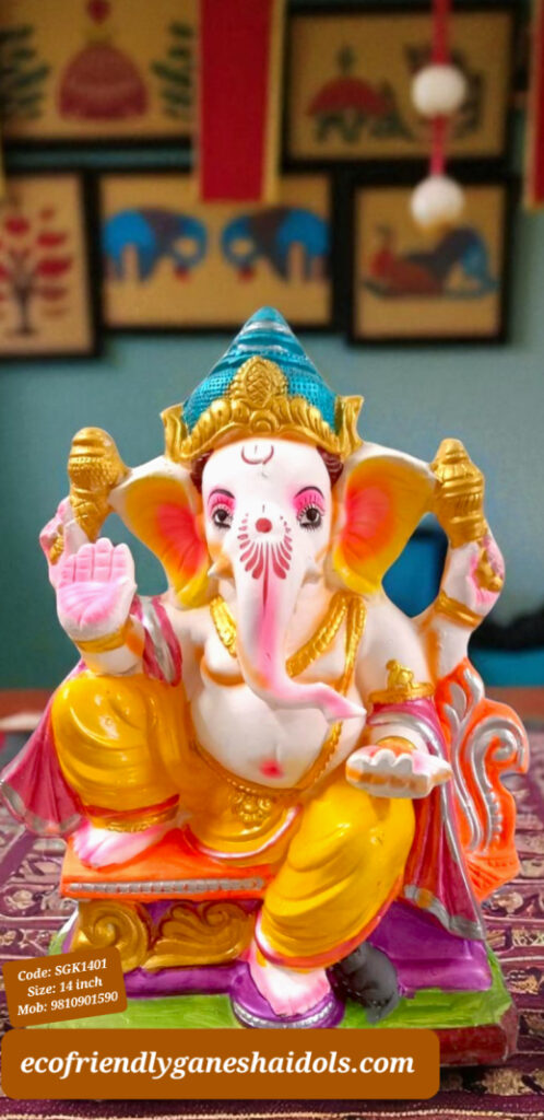 fully decorated eco-friendly ganesha idols in delhi / ncr Ganpati bappa murti