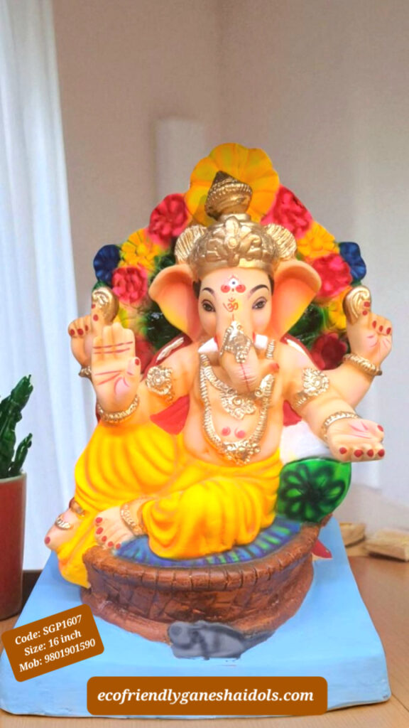 fully decorated eco-friendly ganesha shadu mitti idols in delhi / ncr Ganpati bappa murti