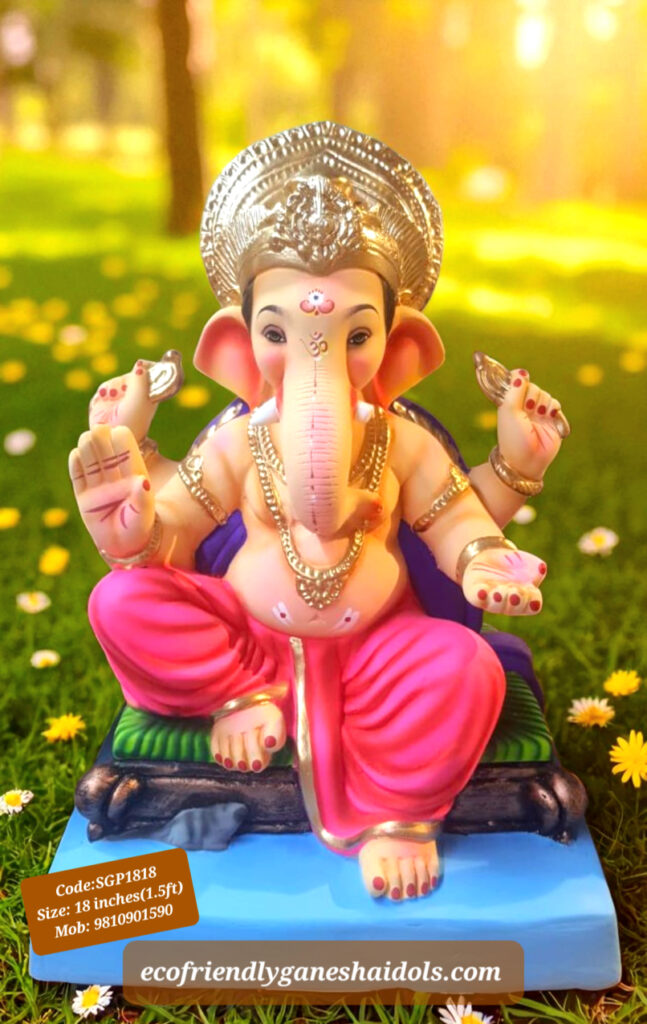 exquisitely decorated shadu mitti eco-friendly ganesha idols in delhi