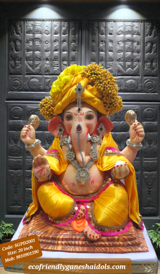fully decorated eco-friendly ganesha shadu mitti idols in delhi / ncr Ganpati bappa murti