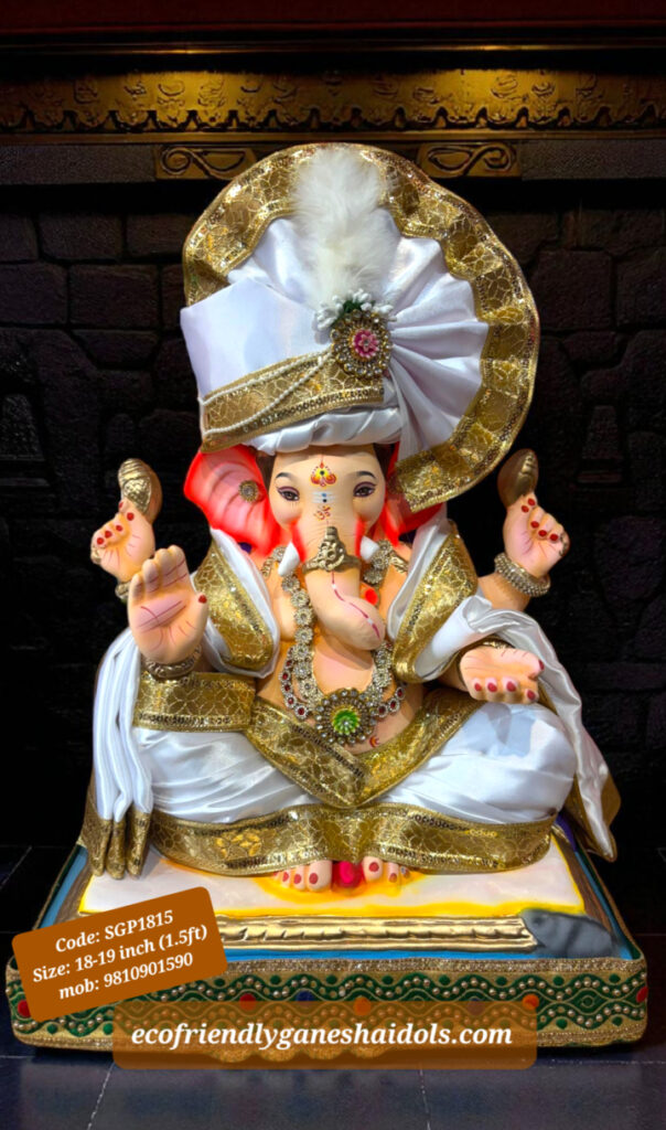 fully decorated eco-friendly ganesha shadu mitti idols in delhi / ncr Ganpati bappa murti