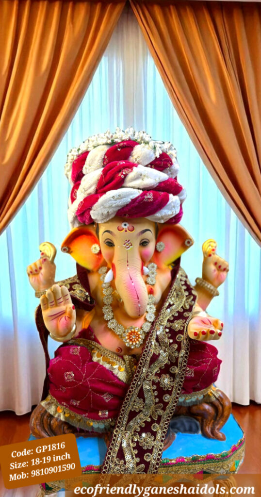 fully decorated eco-friendly ganesha shadu mitti idols in delhi / ncr Ganpati bappa murti
