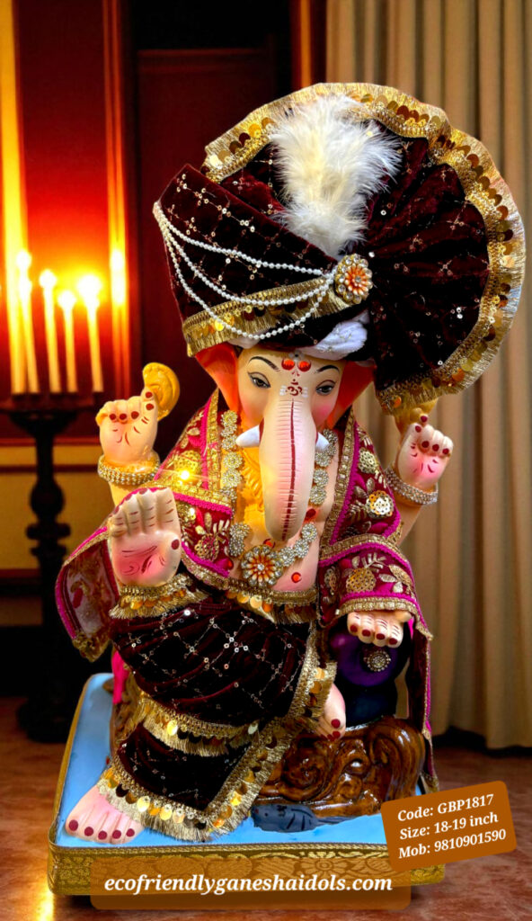 fully decorated eco-friendly ganesha shadu mitti idols in delhi / ncr Ganpati bappa murti