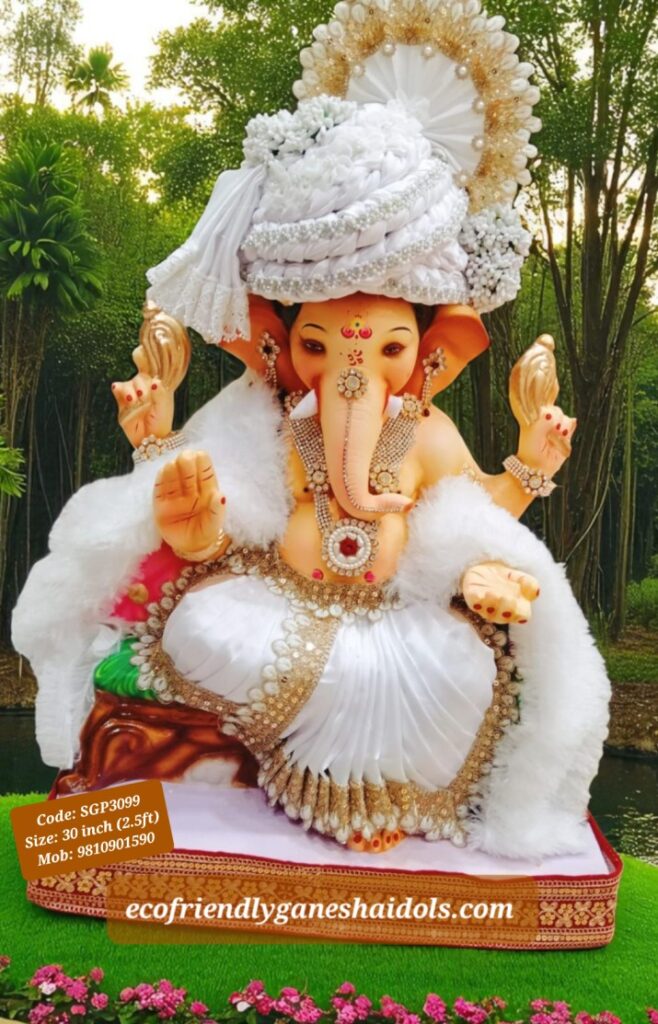 decorated eco-friendly ganesha shadu mitti idols in delhi / ncr