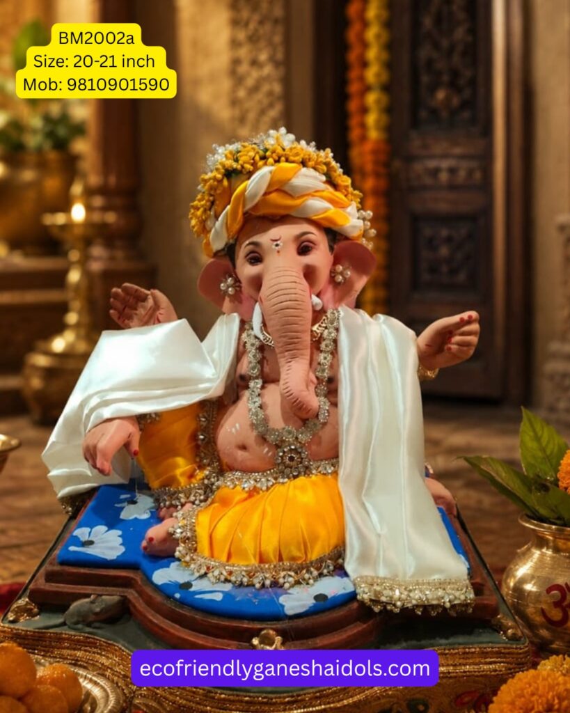 fully decorated eco-friendly ganesha shadu mitti idols in delhi / ncr Ganpati bappa murti