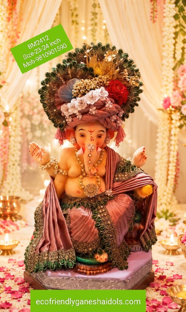 decorated eco-friendly ganesha shadu mitti idols in delhi / ncr